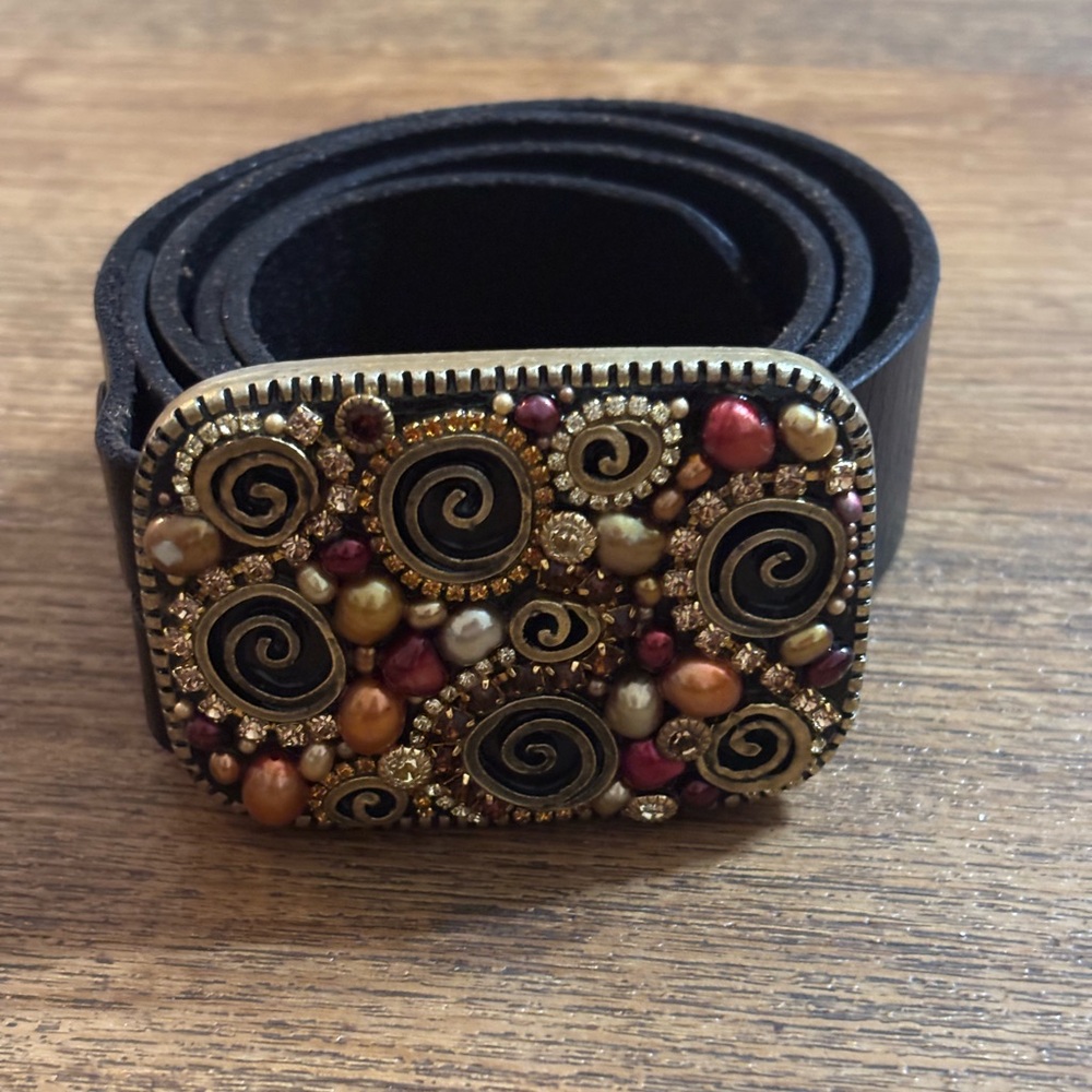 Michal Golan Multicolor Stone Brown Belt